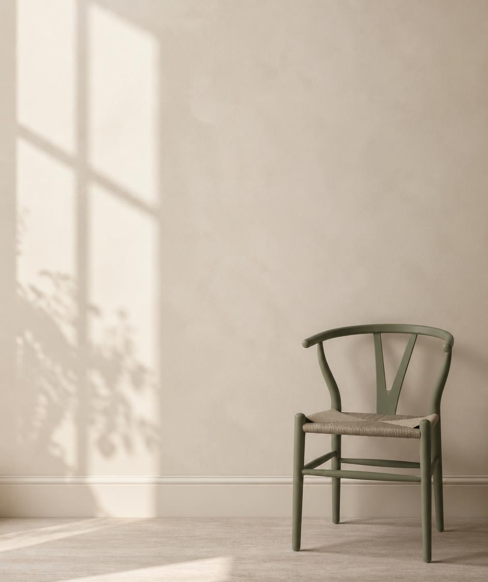 Portrait placeholder: a quiet cream studio wall with soft window light and a single sage chair, standing in for a photograph of Ani Manuk.